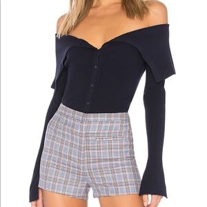 Brand new with tags, Milly navy blue off-the-Shoulder ribbed cardigan
